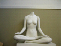 Headless mannequin in a yoga pose