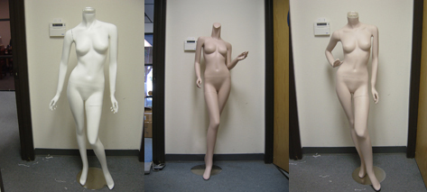 A slight change in the pose can make the same style grouping of mannequin appear different