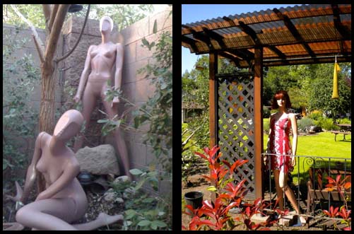 mannequins as garden sculpture and mannequin in the garden