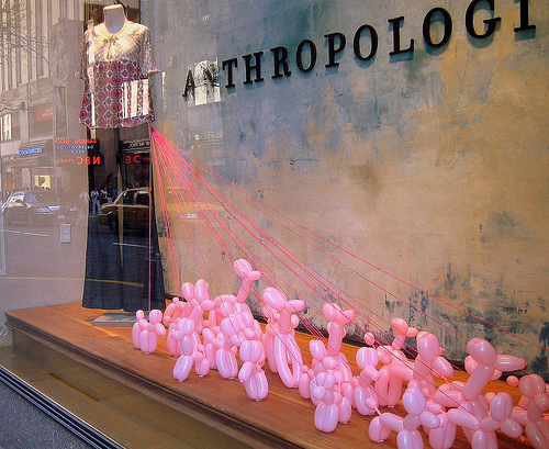 Anthropologie display with balloons