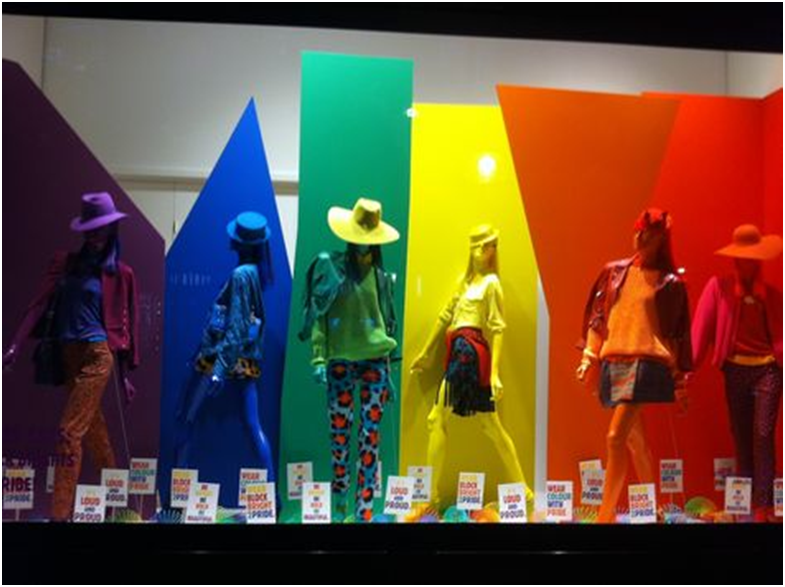 Pride window display with Dom & Ink